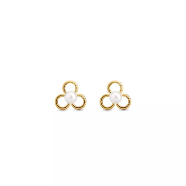 Brinco Baby Flor com pérola em ouro 18k