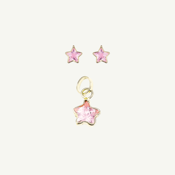 Conjunto Baby de Estrela em ouro 18k rosa bebê