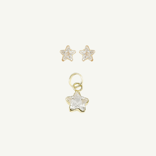 Conjunto Baby de Estrela em ouro 18k branco