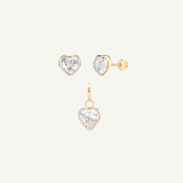 Conjunto Baby de coração em ouro 18k