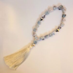 Colar de Mesa Amazonitas e Tassel de Seda