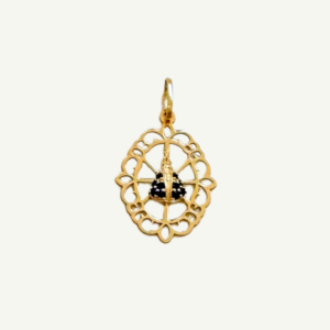 Pingente Nossa Senhora Aparecida com Pedrarias em Ouro 18k