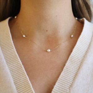 Colar de Pérolas com Corrente em Ouro 18k