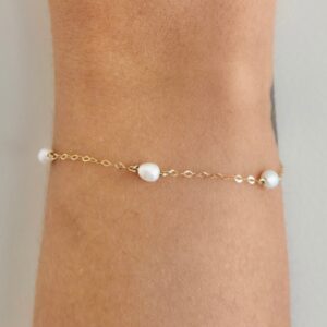 Pulseira de Pérolas com Correntes em Ouro 18k