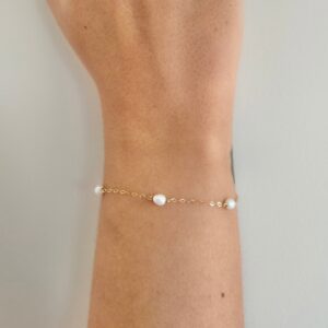 Pulseira de Pérolas com Correntes em Ouro 18k