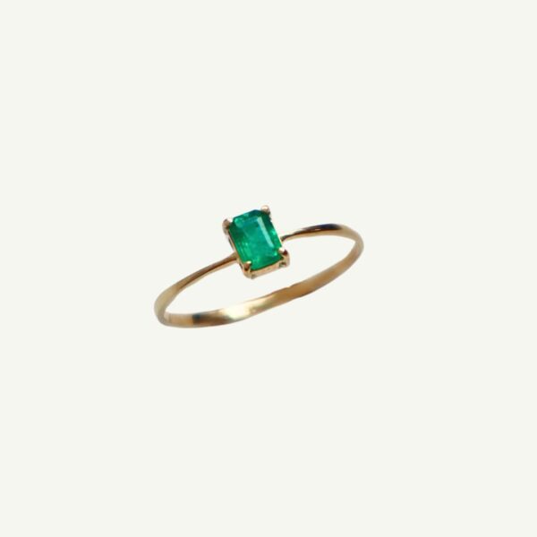 Solitário Retangular em Ouro 18k com Esmeralda - Imagem 4