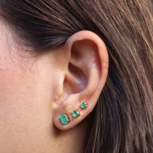 Brinco Esmeralda em Prata 925