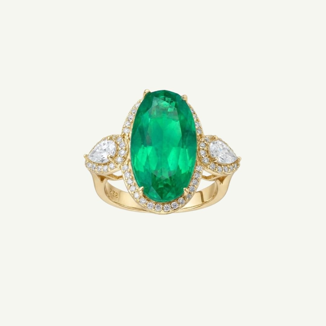 Maxi Anel com Pedra Verde Esmeralda