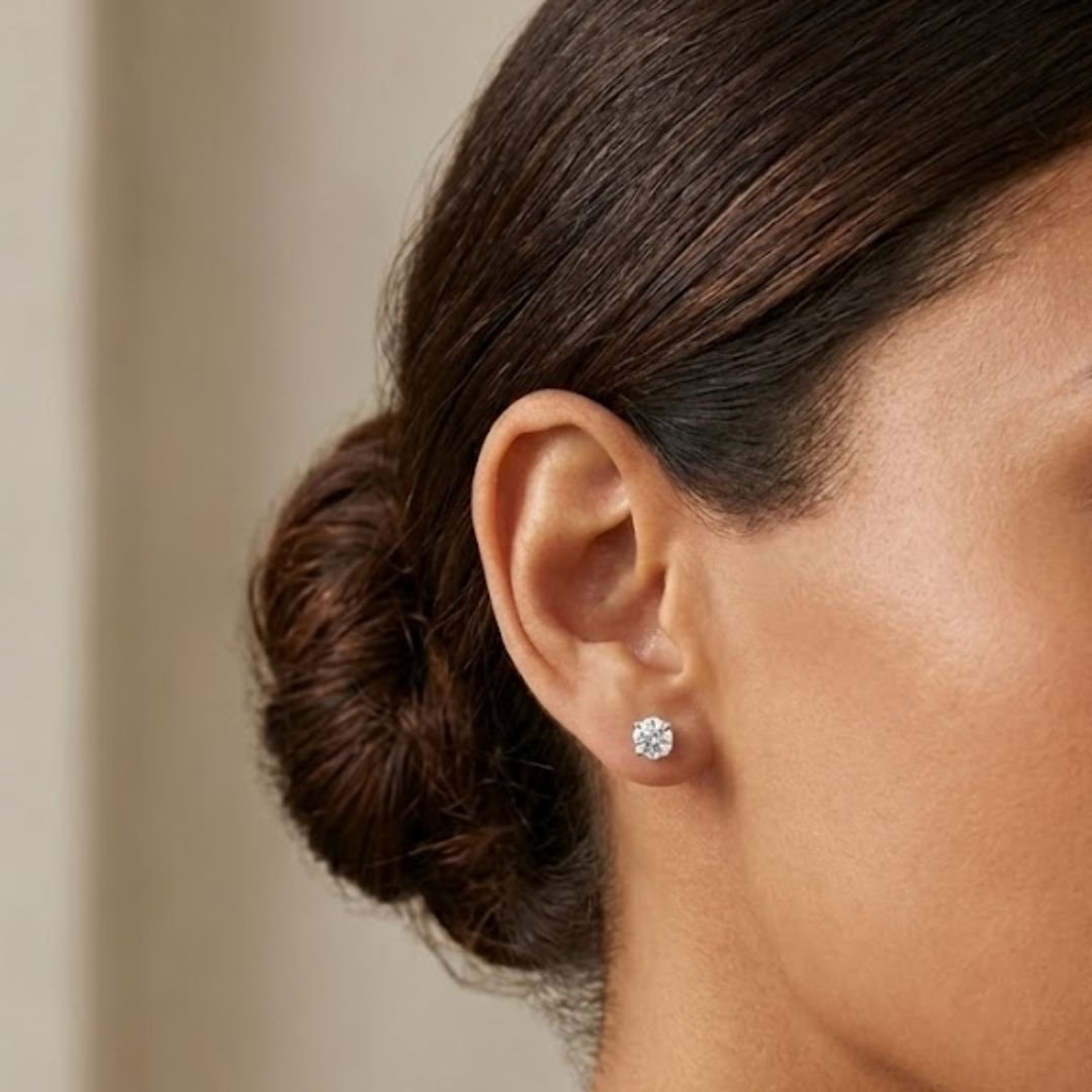 Brinco Ponto de Luz de Moissanite 5mm