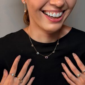 Brinco Pêndulo de Topázio Azul