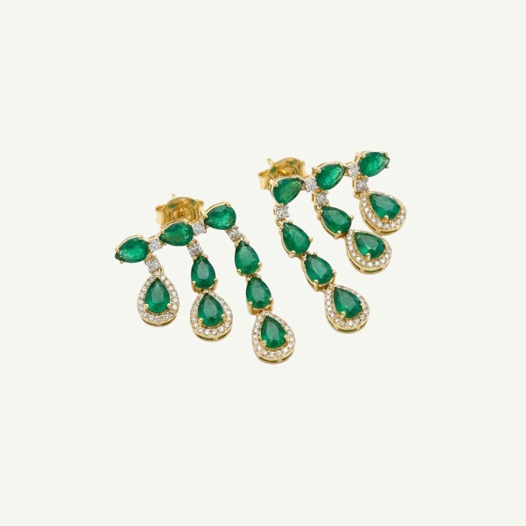 Brinco Cascata Verde Esmeralda