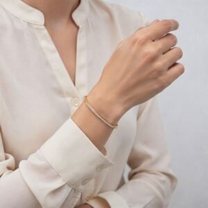 Bracelete Duplo com Tira Cravejada com Design Italiano