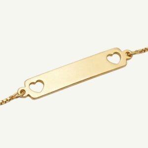 Pulseira Infantil com Corações Vazados em Ouro 18k