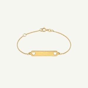 Pulseira Infantil com Corações Vazados em Ouro 18k