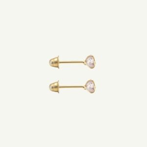 Brinco Baby com Coração Rosa em Ouro 18k