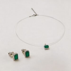 Conjunto Nylon com Pedras Verdes