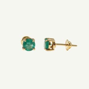 Brinco Ponto de Luz de Esmeralda em Ouro 18k