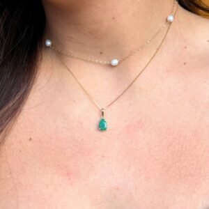 Pingente de Esmeralda Gota em Ouro 18k